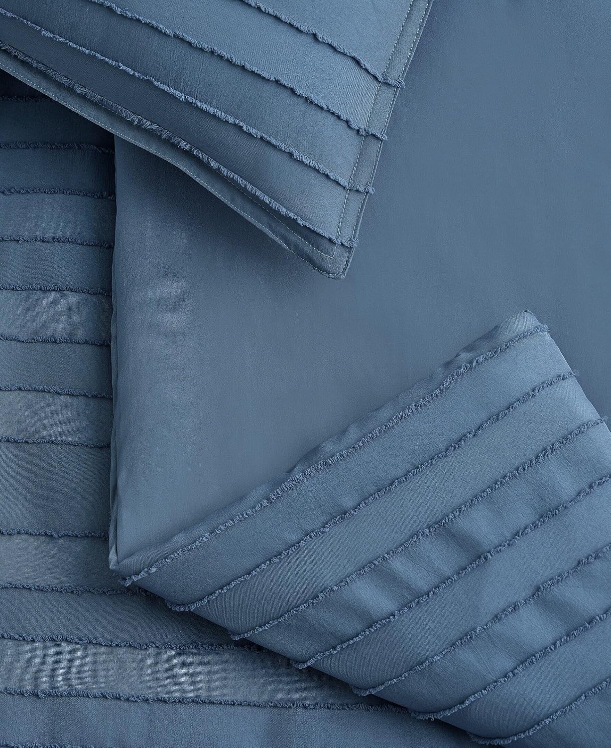 UGG Textured Twin Comforter Set - 2 Piece Striped Bedding Set with Pillow Sham – Luxurious and Cozy Reversible Blue Bed Set for Bedroom & Dorm (Twin/Twin XL)