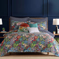 Levtex Home - Night Garden Quilt Set - Twin Quilt and One Standard Sham - Bold Floral - Navy Red Pink Green Ochre White - Quilt (68x86in.) and Sham (20x26in.) - Reversible - Rayon/Cotton