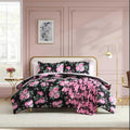 Betsey Johnson - Queen Bedding Set, Wrinkle-Resistant 8 Piece Bed Set, Ultra-Soft Comforter w/Matching Bed Sheets, Pillowcases & Throw Blanket, Lightweight for All-Season Comfort (Garden Floral Pink)