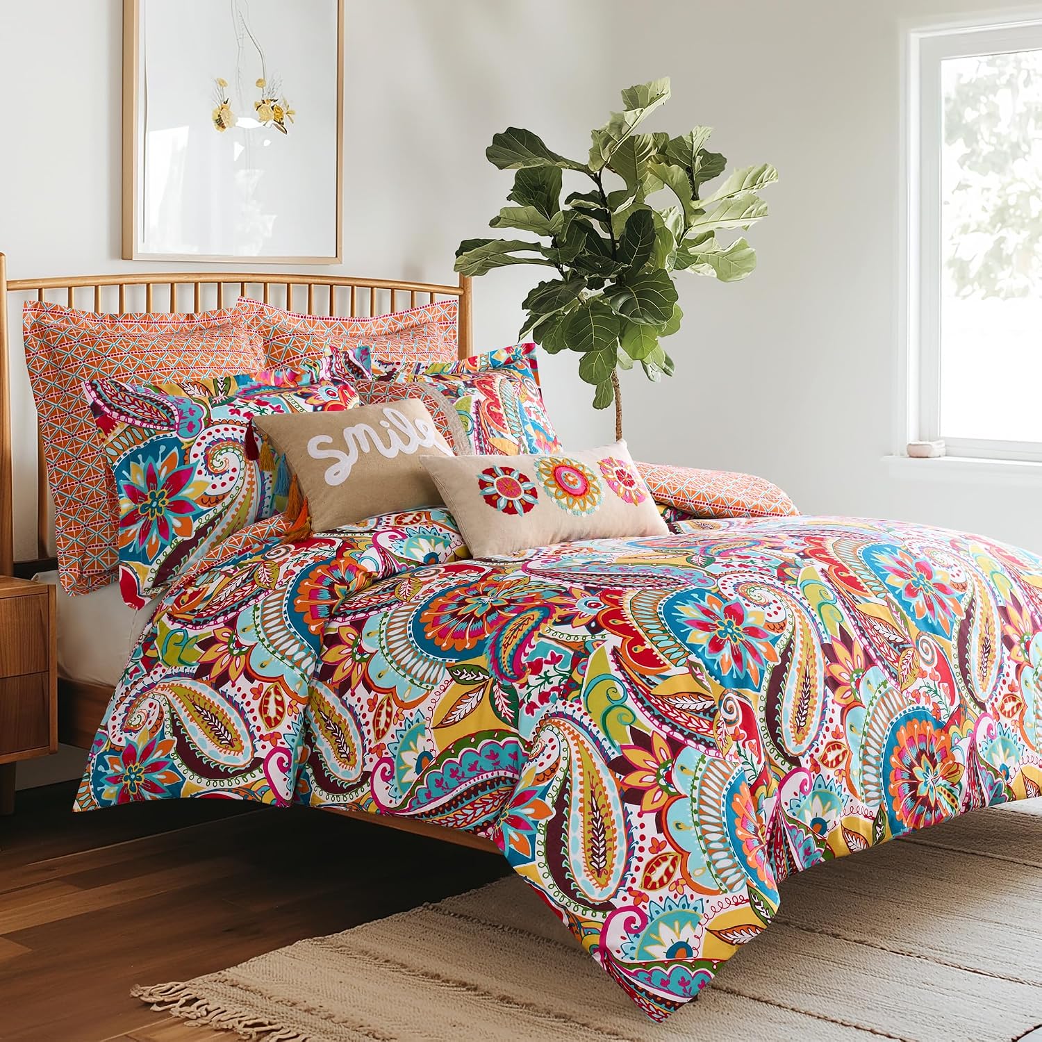 Levtex Home - Rhapsody Comforter Set - King/Cal King Comforter (106x94in.) and 2 King Shams (20x36in.) - Paisley Floral - Reversible - Cotton