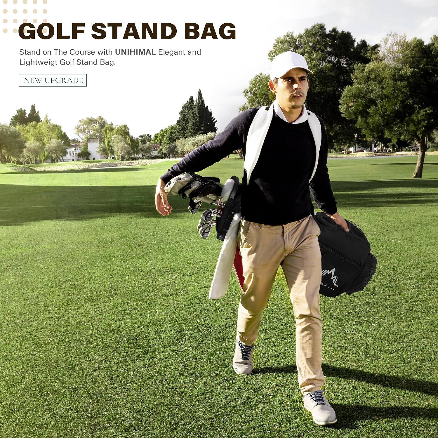 uniHimal Golf Stand Bag with 7 Way Top Dividers, Lightweight Golf Bags for Men Women with Multiple Pockets, Dual Straps