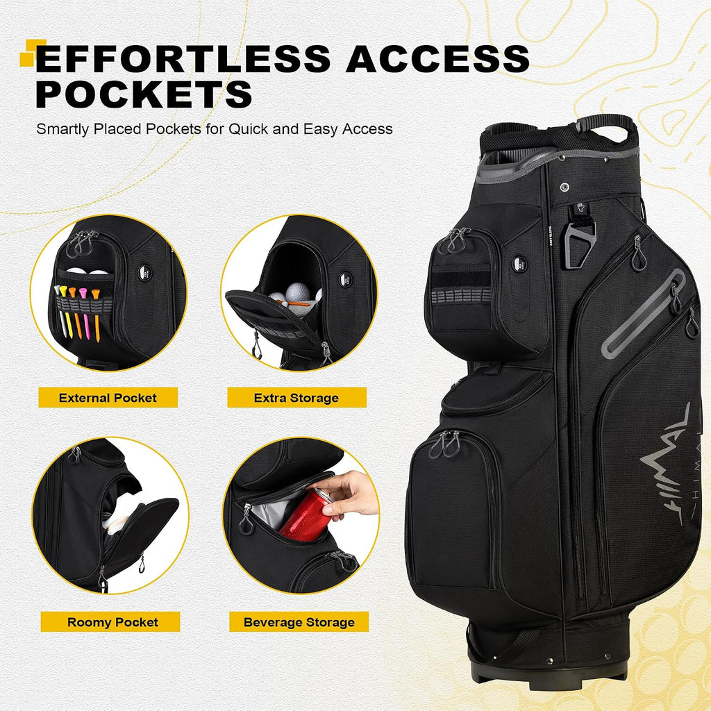 uniHimal Golf Cart Bag, 15 Way Organizer Divider Top with Handles and Rain Cover