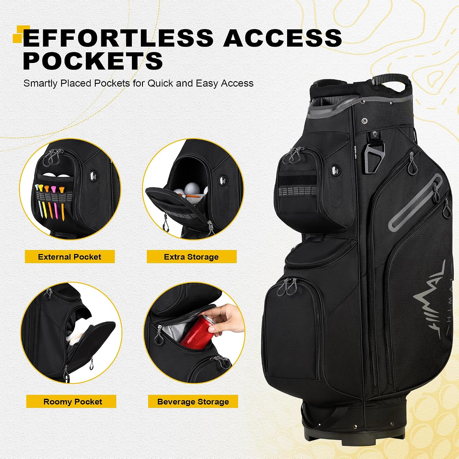 uniHimal Golf Cart Bag, 15 Way Organizer Divider Top with Handles and Rain Cover