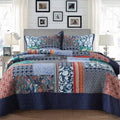 Yvooxny King Quilt Set Reversible Lightweight Bohemian Paisley Patchwork Cotton Quilted Bedspread Coverlet Set 3-Piece Bedding Set with Pillowcases for All Seasons, King Size, 108 * 96 Inches