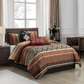 Grand Avenue Red Geometric Queen Comforter Set, 7 Piece, Jacquard Bedding Sets & Collections, Matching Shams, Bedskirt, Decorative Pillows