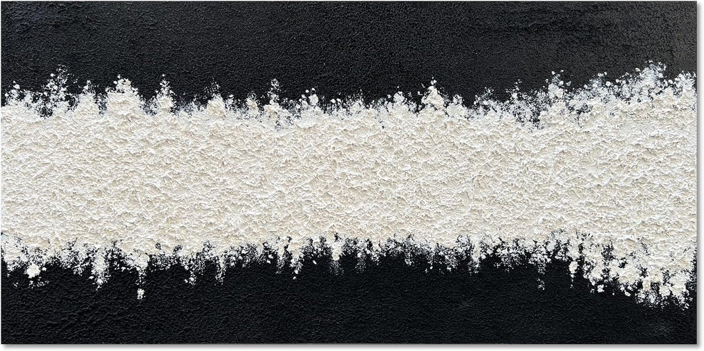 Art Hand-Painted Black and White Wall Art Textured Oil Painting Modern Abstract Art Minimalist Art Painter Home Wall Decoration 24x48 inches