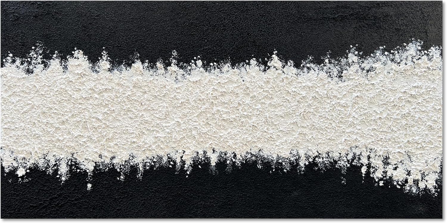 Art Hand-Painted Black and White Wall Art Textured Oil Painting Modern Abstract Art Minimalist Art Painter Home Wall Decoration 24x48 inches