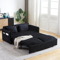 WILLIAMSPACE 64.5' Pull Out Sofa Bed, 3-in-1 Adjustable Sleeper Sofa Couch with Side Storage, Convertible Loveseat Sofa Bed Pull Out Couch for Living Room, Apartment, Corduroy, Black