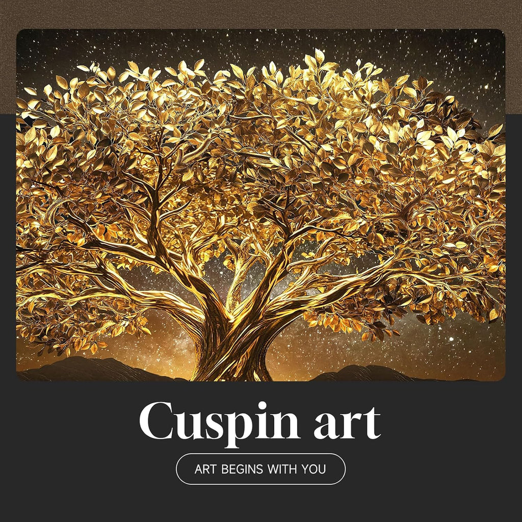 Large Framed Black and Gold Tree of Life Wall Art, Modern Luxury Tree Painting Print Artwork for Walls, Contemporary Dark Elegant Glam Picture for Living Room Bedroom Office Wall Decor, 60x30 Inch