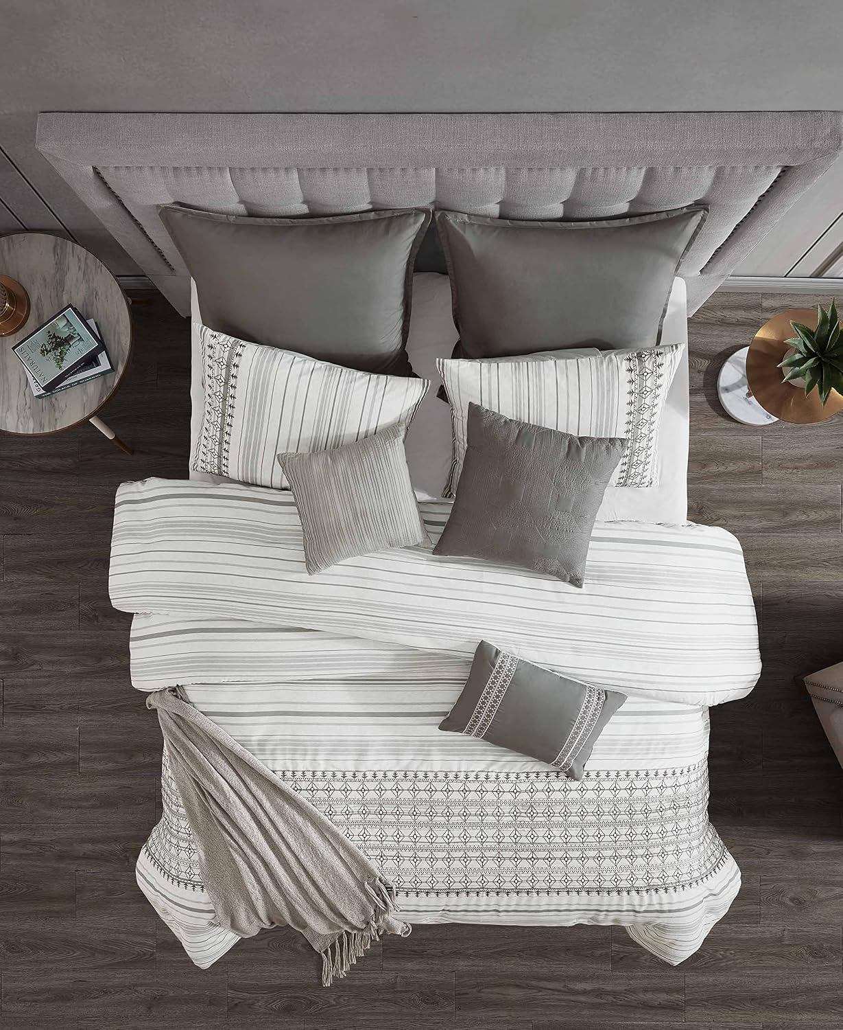 Riverbrook Home 100% Polyester Comforter Set, Full, Aiken - Gray, 10-Piece Set