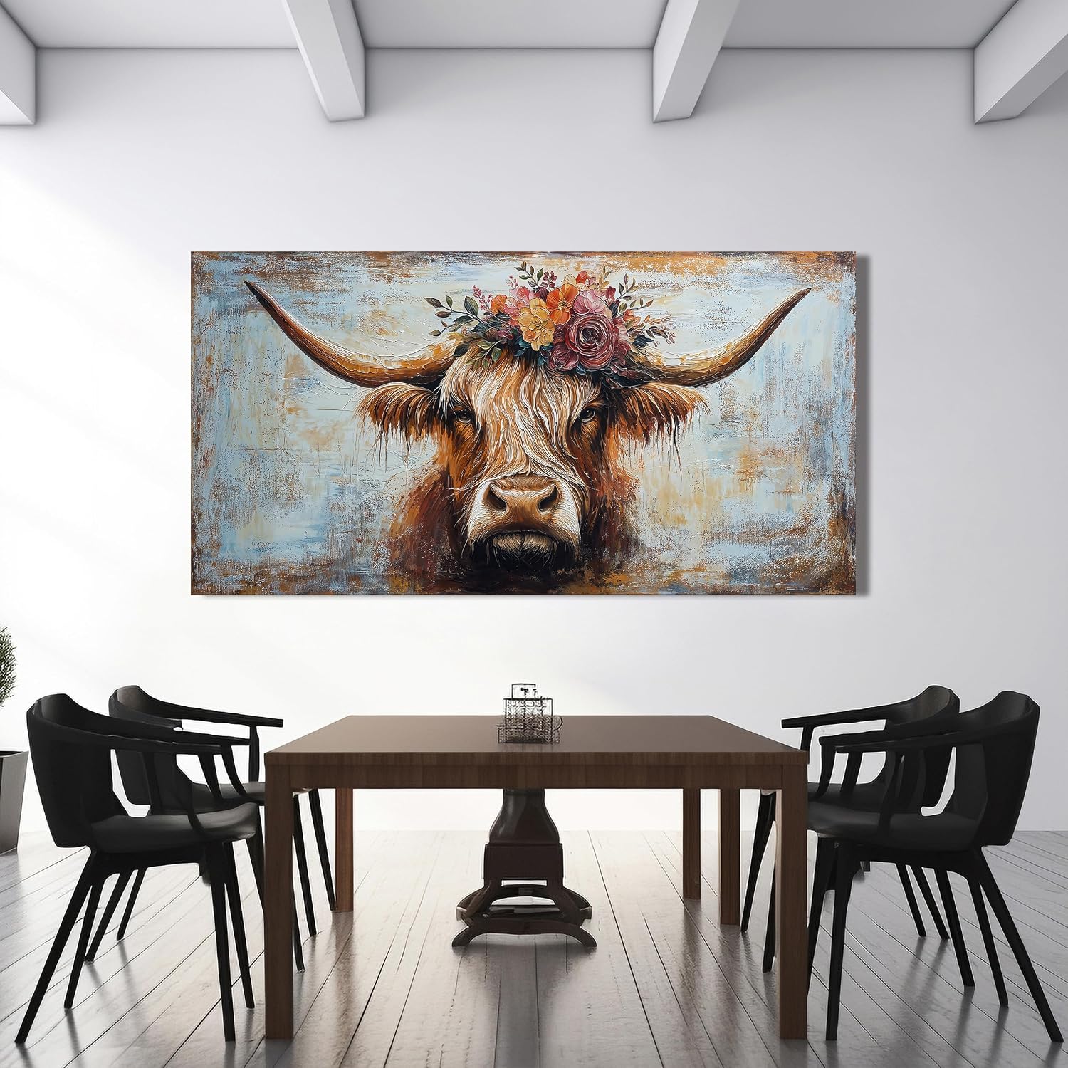 Canvas Wall Art Decor Canvas Art Wall Decor Highland Cow Wall Art Prints Wall Art Picutures for Living Room Large Vintage Wall Art Decorations Art Work for Walls Home Bedroom Office Decor 29' X 58'