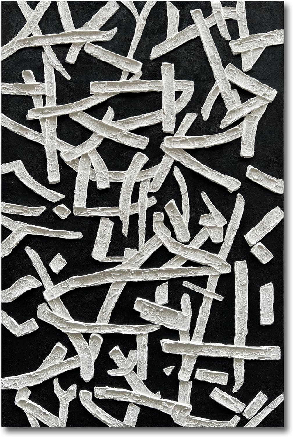 NANKAI Art Hand Painted Oil on Canvas in Black and White Modern Abstract Minimalist Oil Painting Home Wall Art Deco 45x30 inches