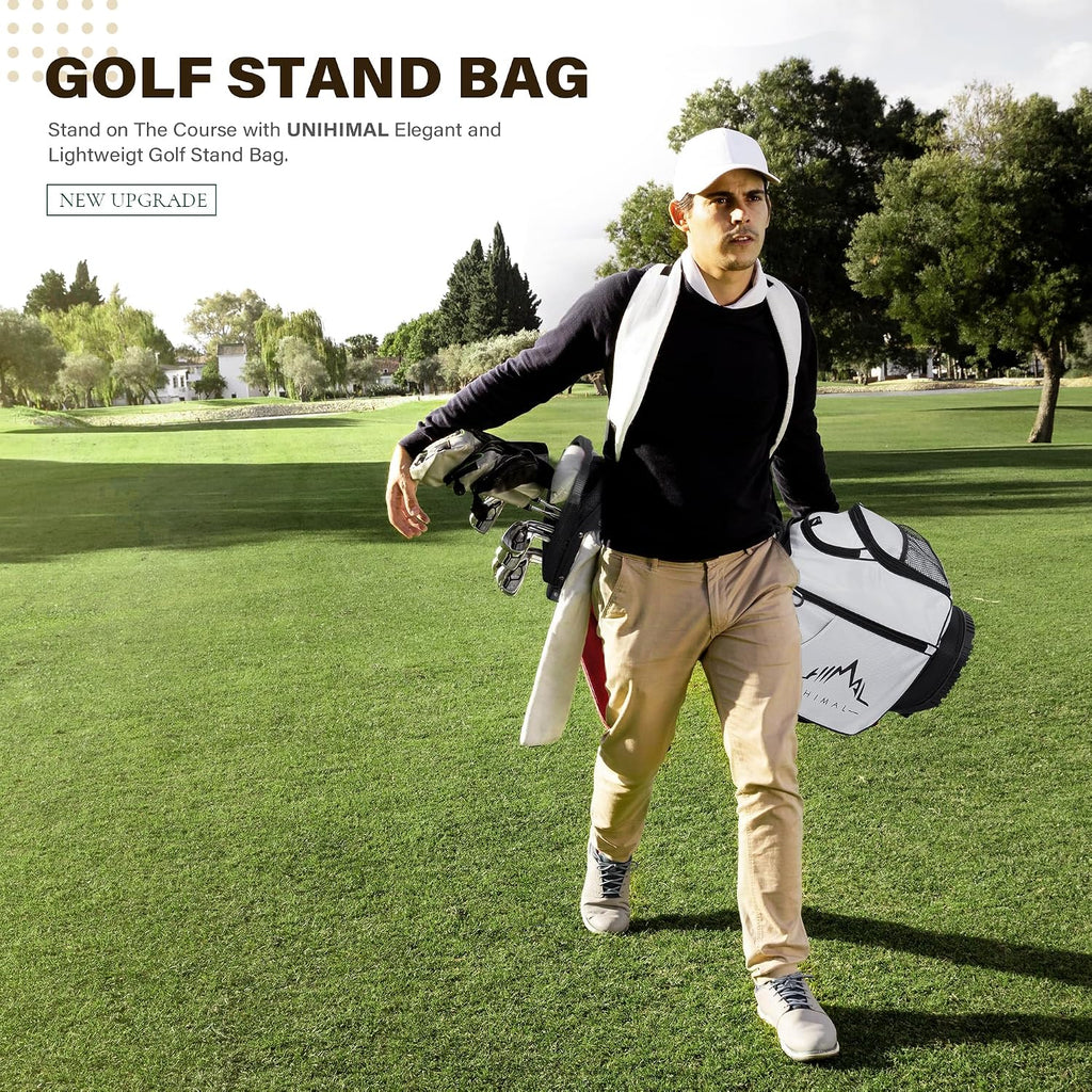 uniHimal Golf Stand Bag with 7 Way Top Dividers, Lightweight Golf Bags for Men Women with Multiple Pockets, Dual Straps