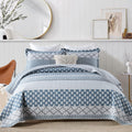 SahSahCasa Quilt King Size, King Quilt Set, 100% Cotton Floral Quilt, King Quilt Bedding Set Bedspreads, Patchwork Reversible Lightweight Comforter Bed Spread for All Season, Blue/Gray, 3 Pieces