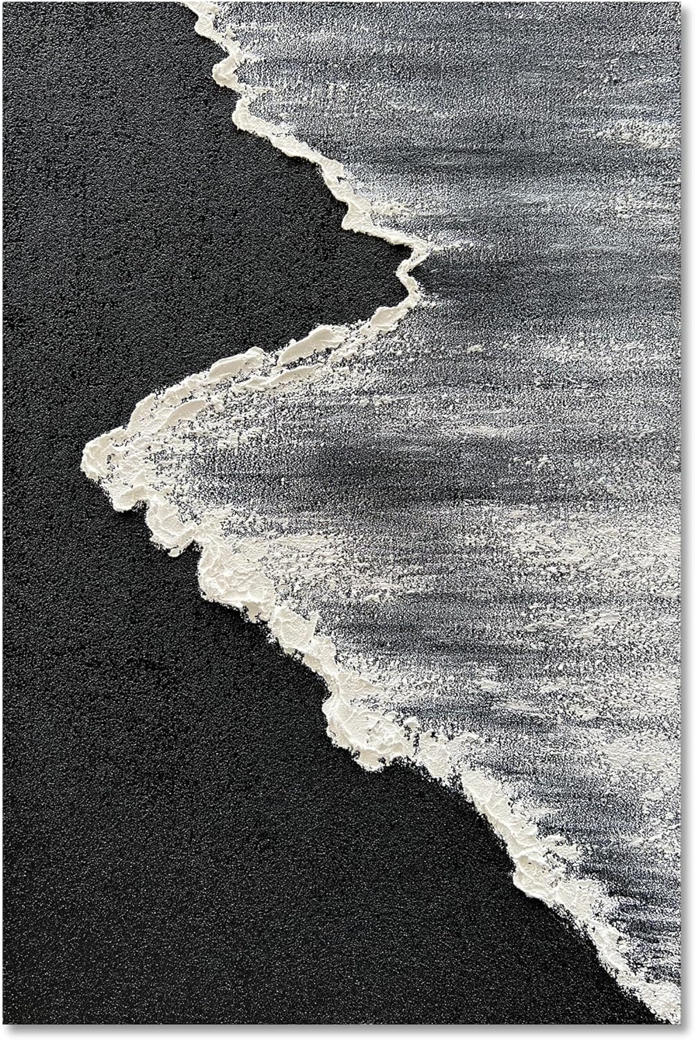 NANKAI Art Hand-Painted 3D Ocean Landscape Oil Painting Black and White Abstract Canvas Art Mural Family Wall Decoration Art 45x30 inches