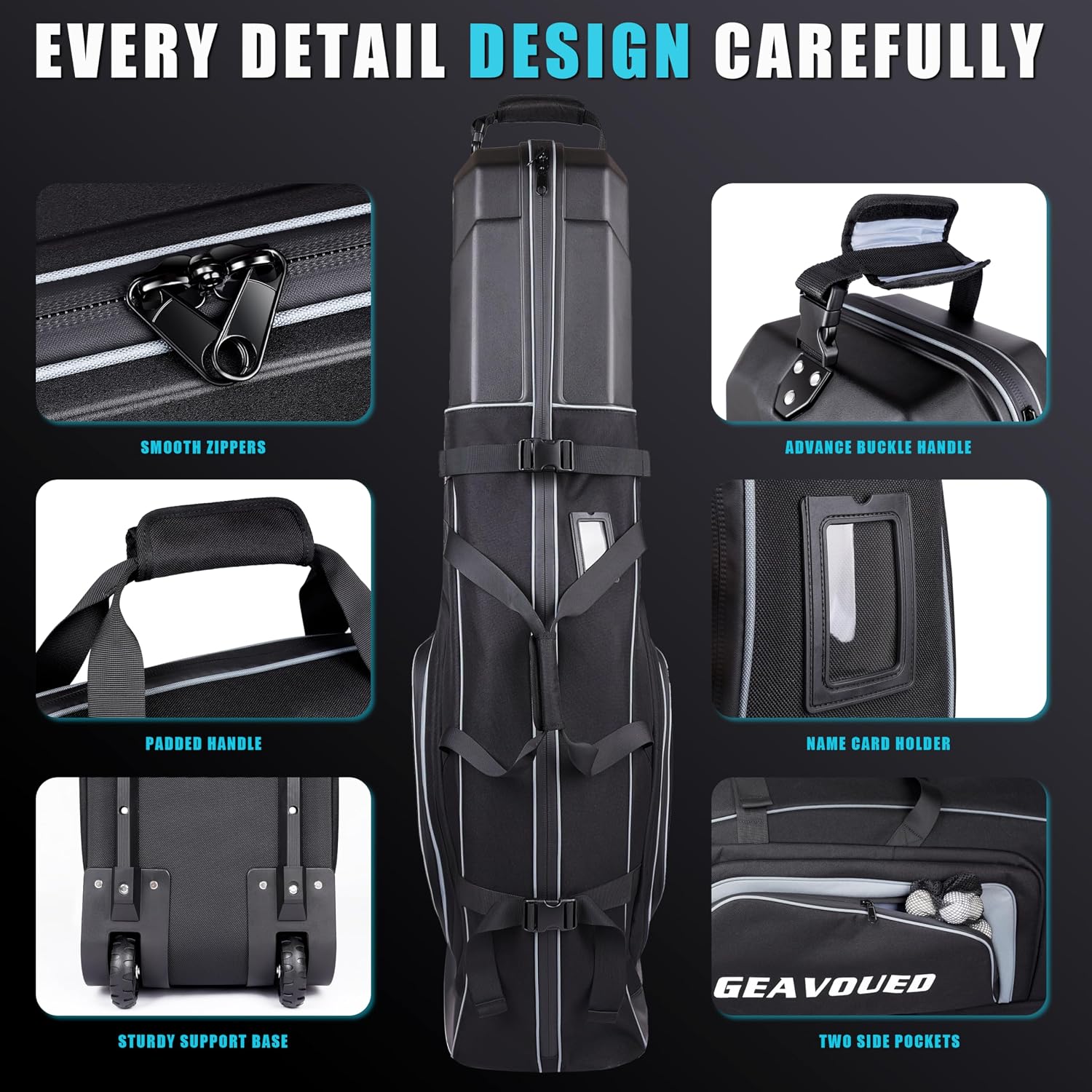 Golf Travel Bag with Hard Case Top and Wheels,Premium Oxford Fabric,Golf Travel Bags for Airlines,Protect Your Club for Safe Transport