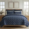 Levtex Home Cloud Waffle King/Cal King Quilt Set (106x92in) and 2 Pillow Shams (36x20in) - Box Quilted Waffle Cotton Texture - Navy - Cotton King Size Quilt Bedding Set - Lightweight Soft Pre-Washed