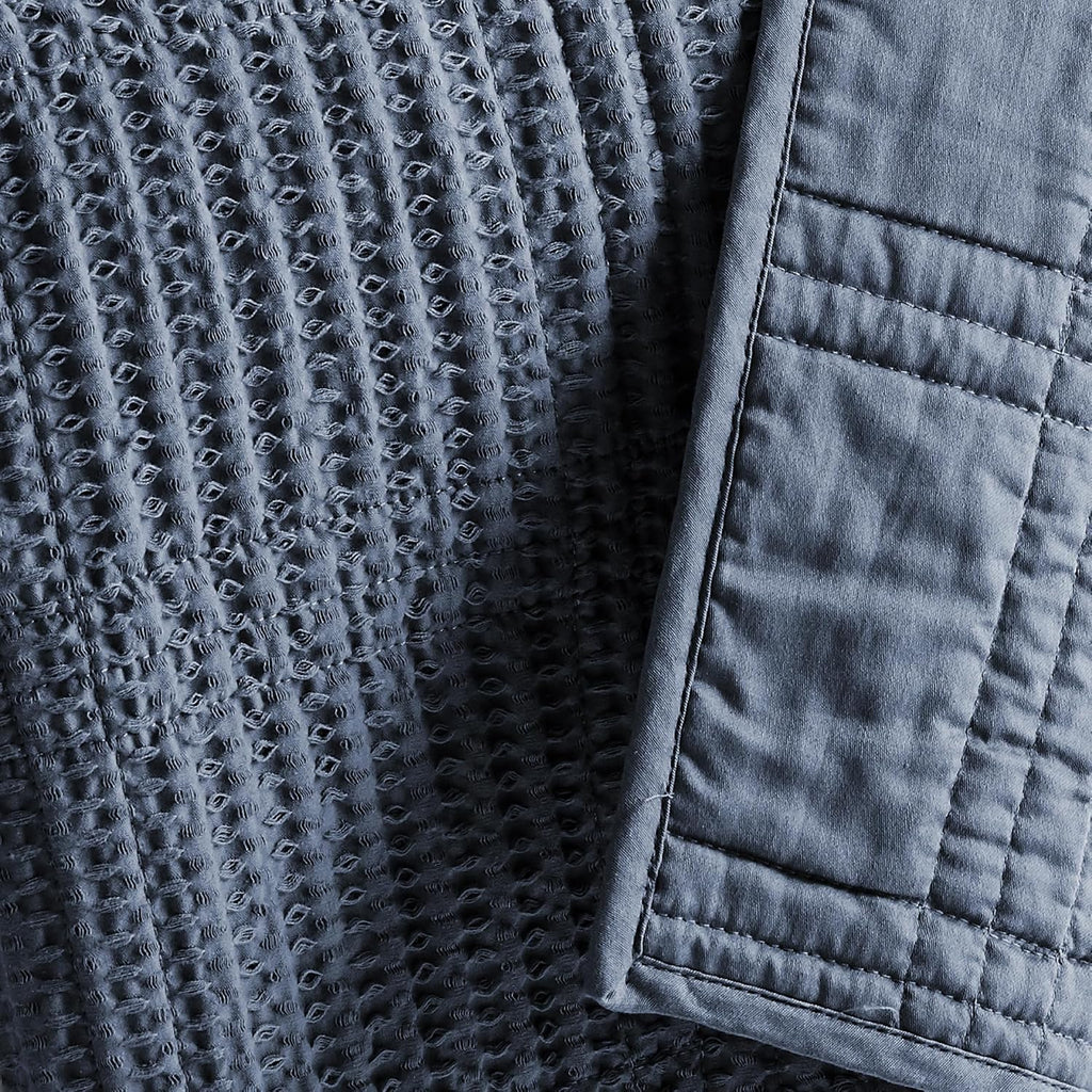 Levtex Home Cloud Waffle Twin XL/Twin Quilt Set (68x86in) with 1 Pillow Sham (26x20in) - Box Quilted Waffle Cotton Texture - Navy - Cotton Twin Size Quilt Bedding Set - Lightweight, Soft, Pre-Washed