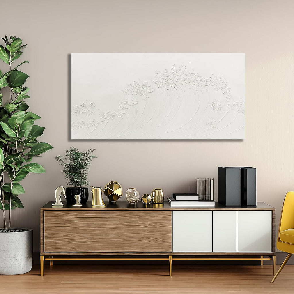 Yuaxker Large Ocean Wall Art White Wave Wall Decor Abstract Aesthetic Canvas Painting Artwork for Living Room Bedroom Dining Room Office Home Decor 30x60 Inch