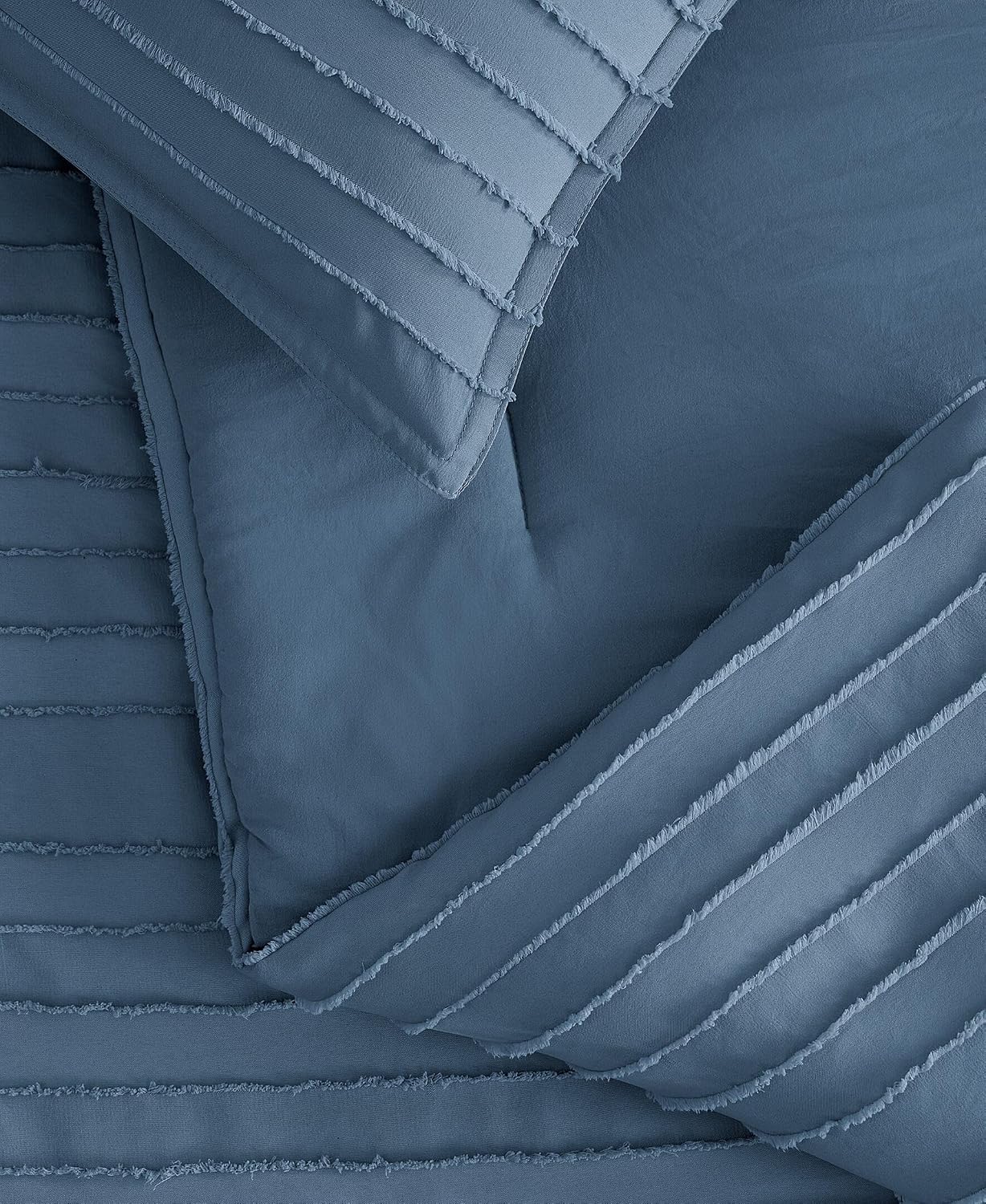UGG Textured Queen Comforter Set - 3 Piece Striped Reversible Queen Bedding Set with Pillow Shams, Stylish Soft & Luxurious Blue Bed Set for Home & Bedroom (Full/Queen)