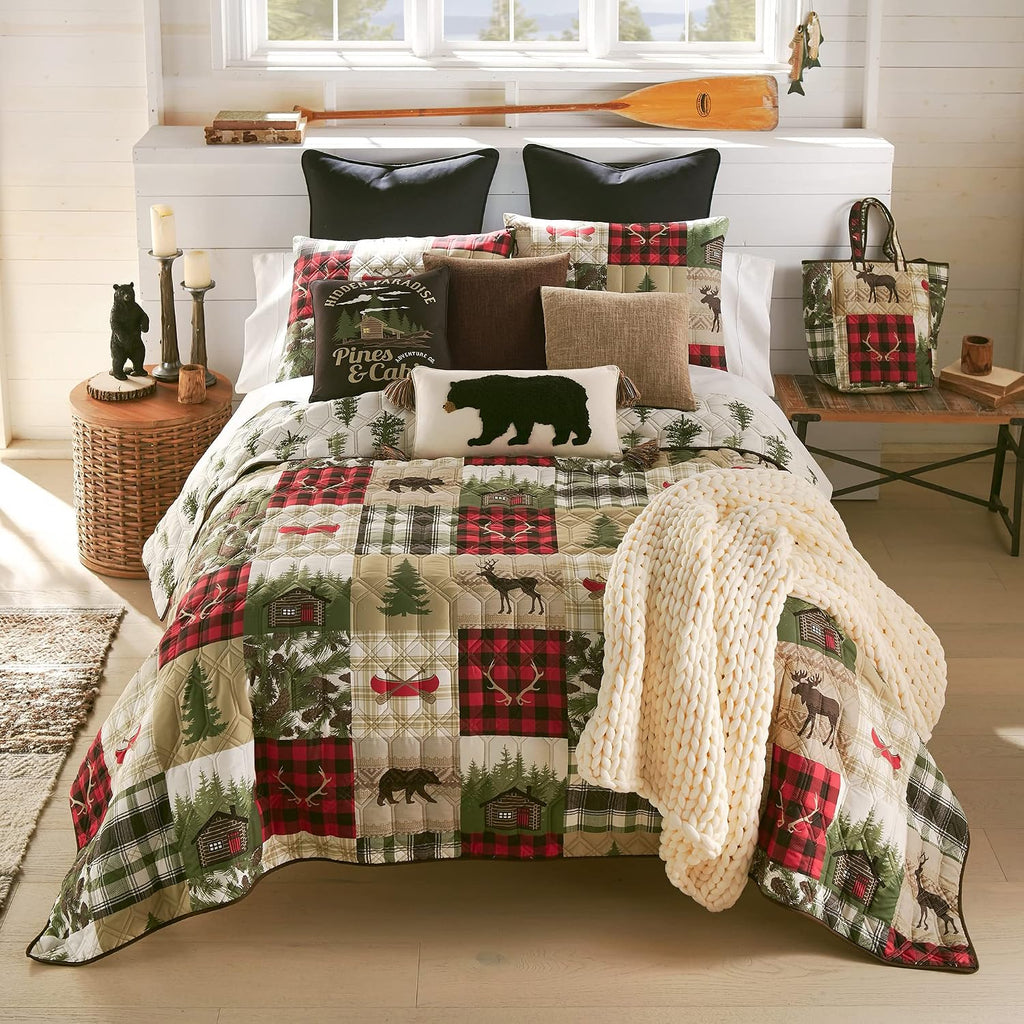 Donna Sharp Cedar Lodge-King Quilt Set, Measures 104 x 96, Includes 1 Quilt and 2 King Shams, Machine Washable