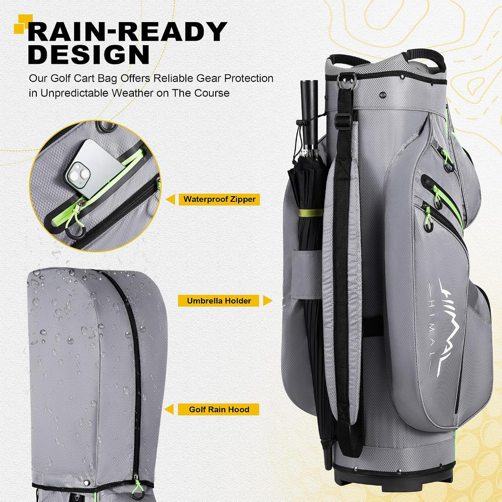 uniHimal Golf Cart Bag, 15 Way Organizer Divider Top with Handles and Rain Cover