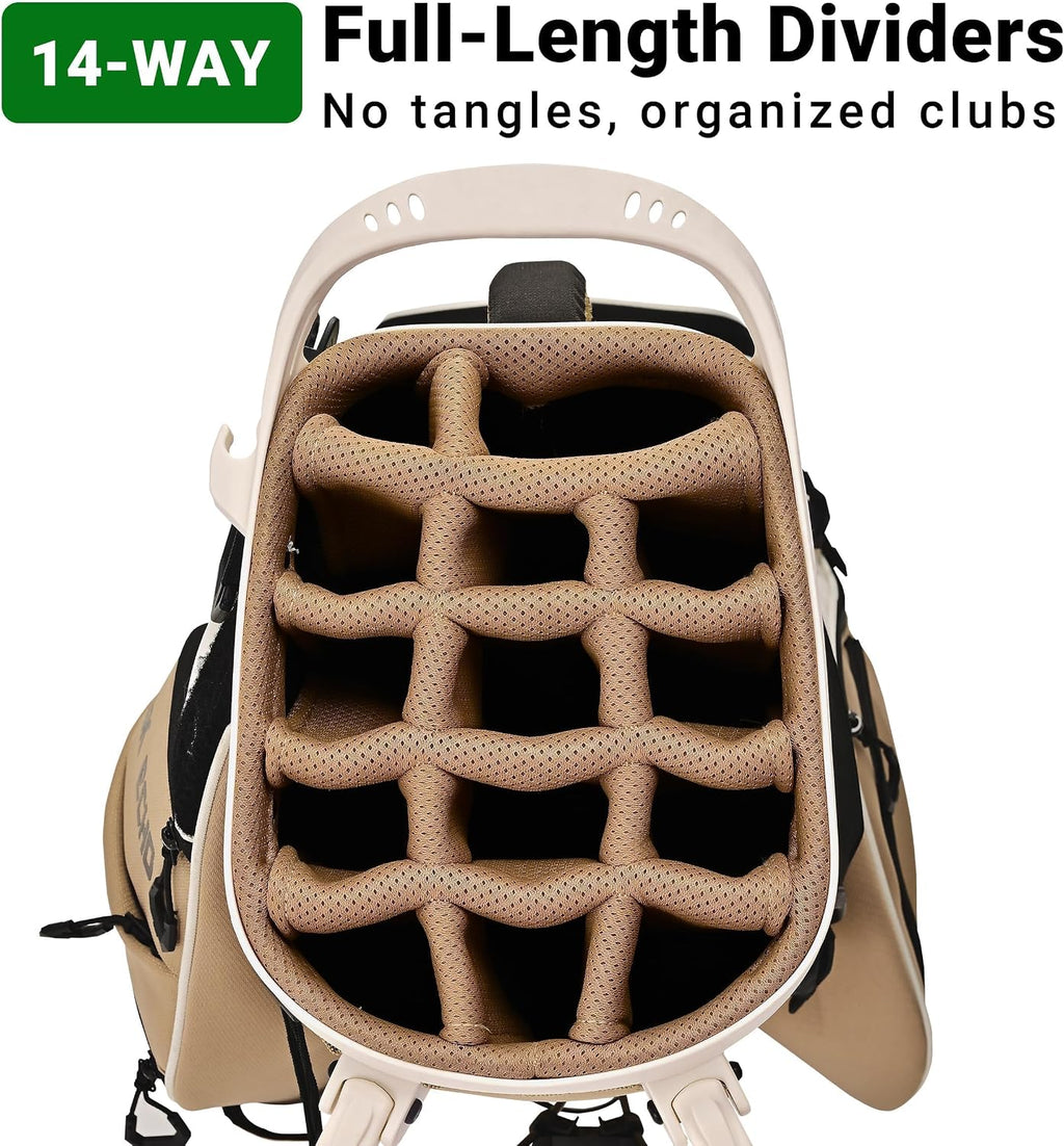 ASK ECHO Golf ST-14 Hybrid Stand Bag with 14 Way Full Length Dividers & Quick Putter Clip
