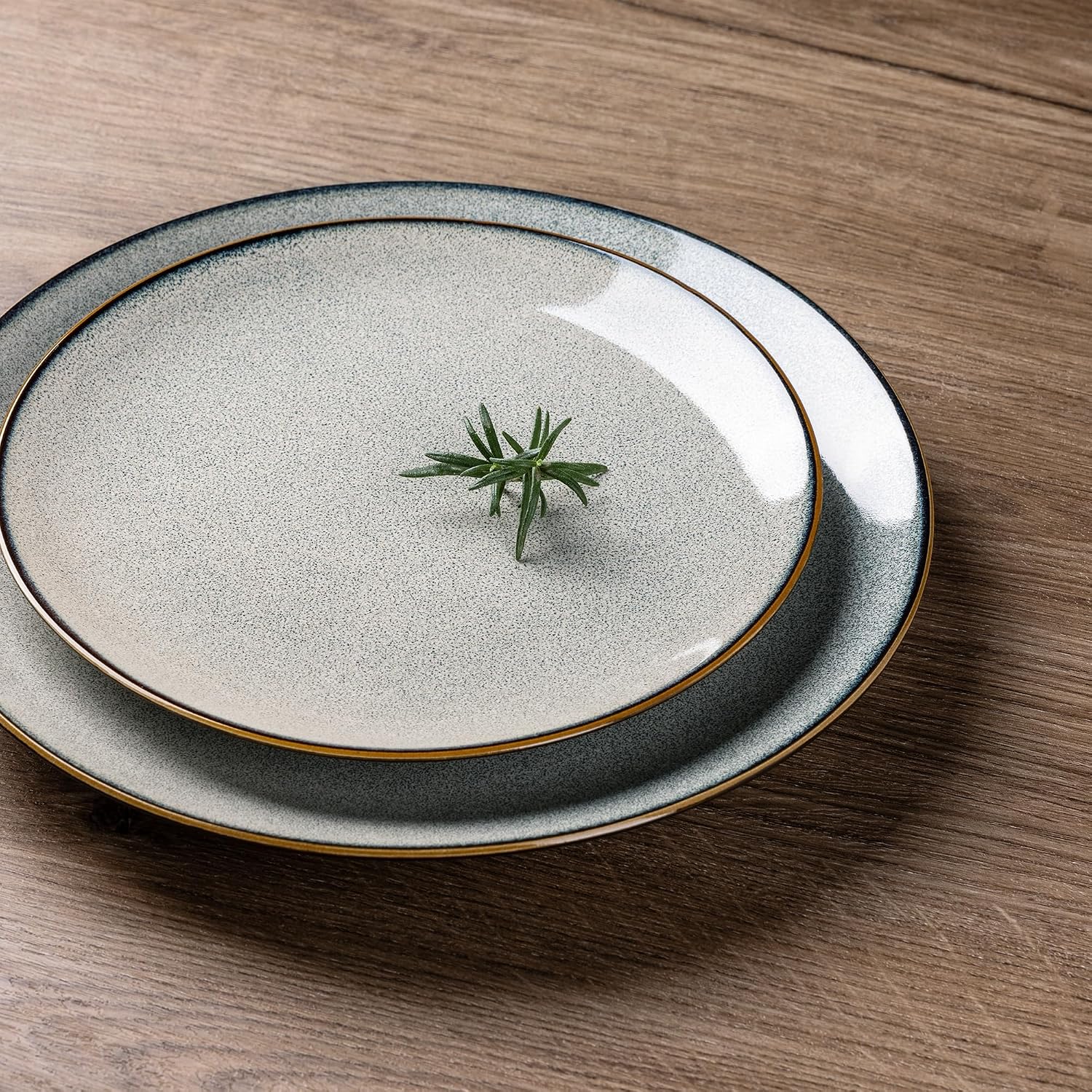 GBHOME Dinnerware Sets for 6, 24 Pieces Stoneware Plates and Bowls Set with Reactive Glaze, Scratch Resistant Stoneware Dishes Set, Dishwasher & Microwave Safe