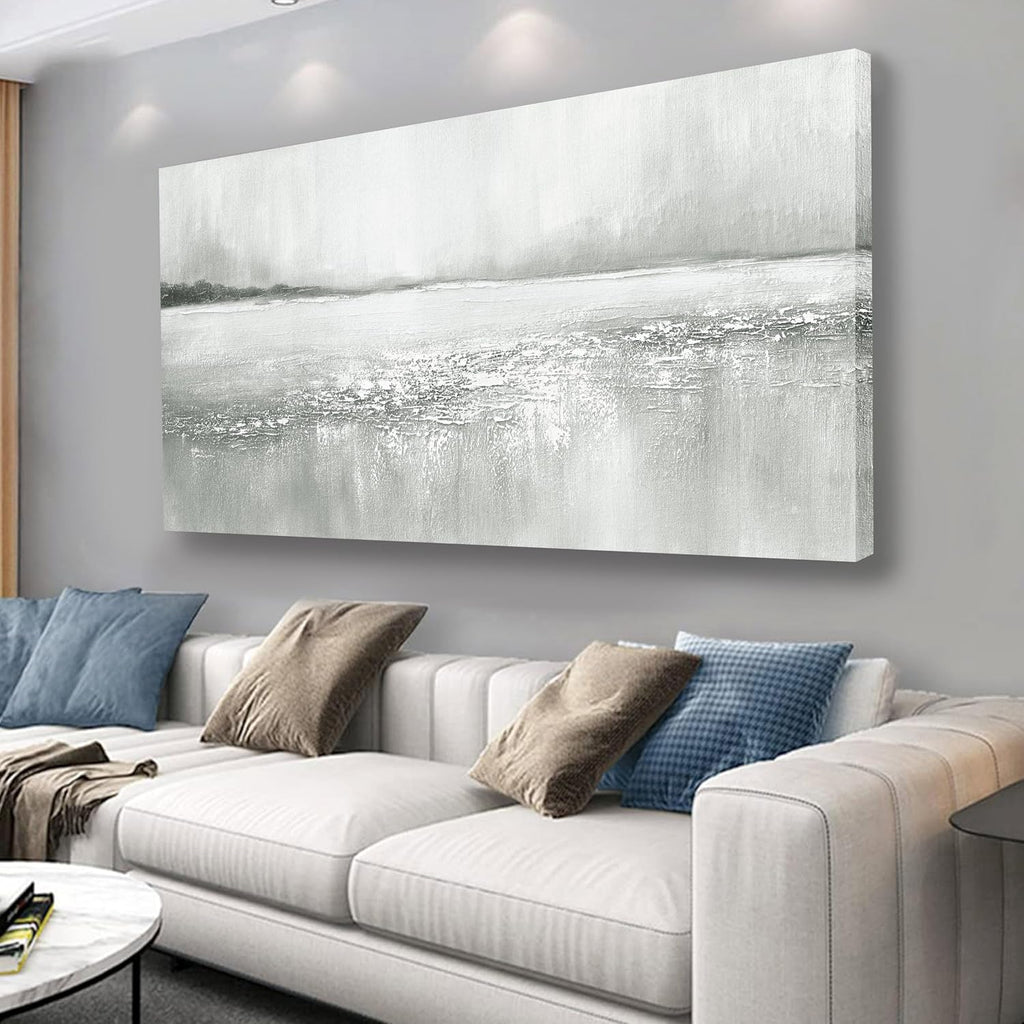Yuaxker Large Abstract Wall Art Gray and White Wall Decor Lake Canvas Painting Fashion Artwork for Living Room Bedroom Dining Room Office Home Decor 30x60 Inch