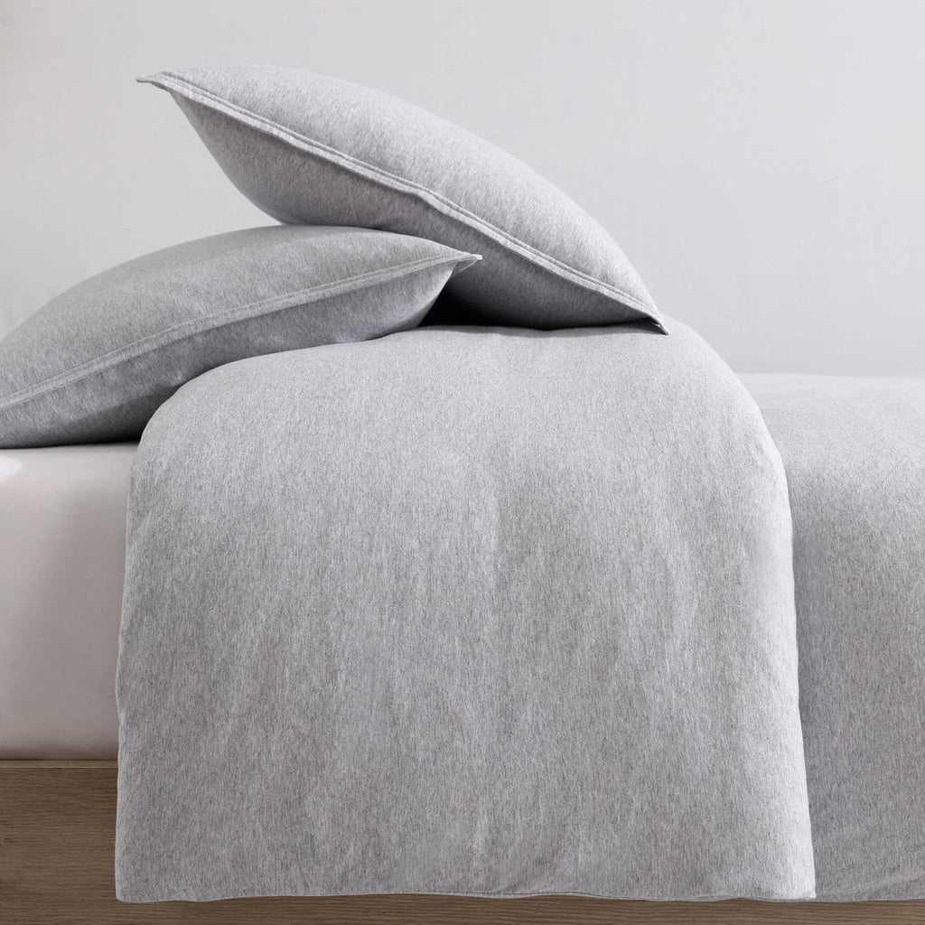 Calvin Klein - Queen Comforter Set, Soft Cotton Melange Jersey Bedding with Matching Shams, Oeko-Tex Certified (Modern Cotton Melange Grey/Blue, Queen)