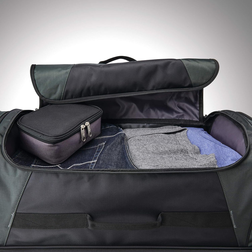 Samsonite Andante 2 Wheeled Duffel Bag – 32-Inch Durable Rolling Luggage with Inline Skate Wheels, Push-Button Handle & Spacious Compartments – Travel-Friendly and Lightweight - Moss Green/Black