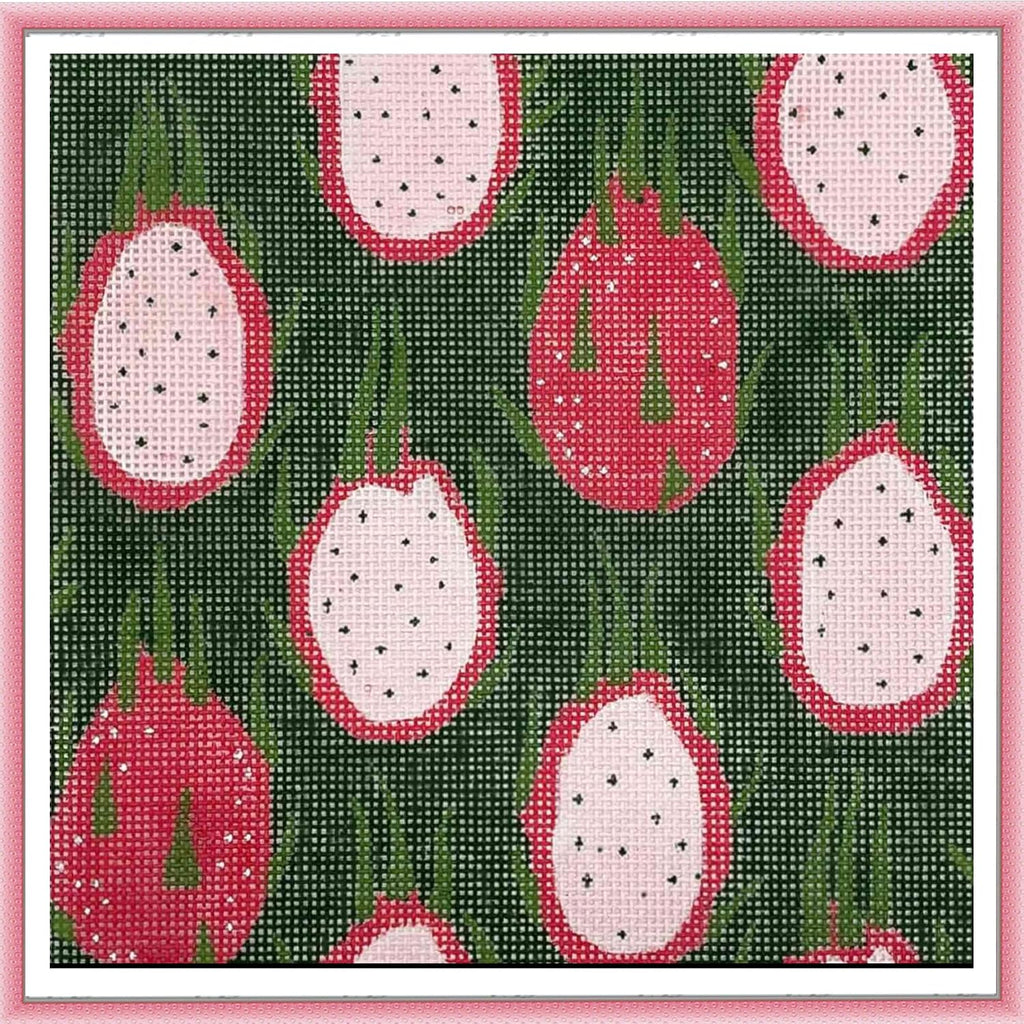 Sacramento Stitchery Needlepiont Hand-Painted Canvas for Beginners or Advance, 18CT(Fruit Slice - Dragonfruit)