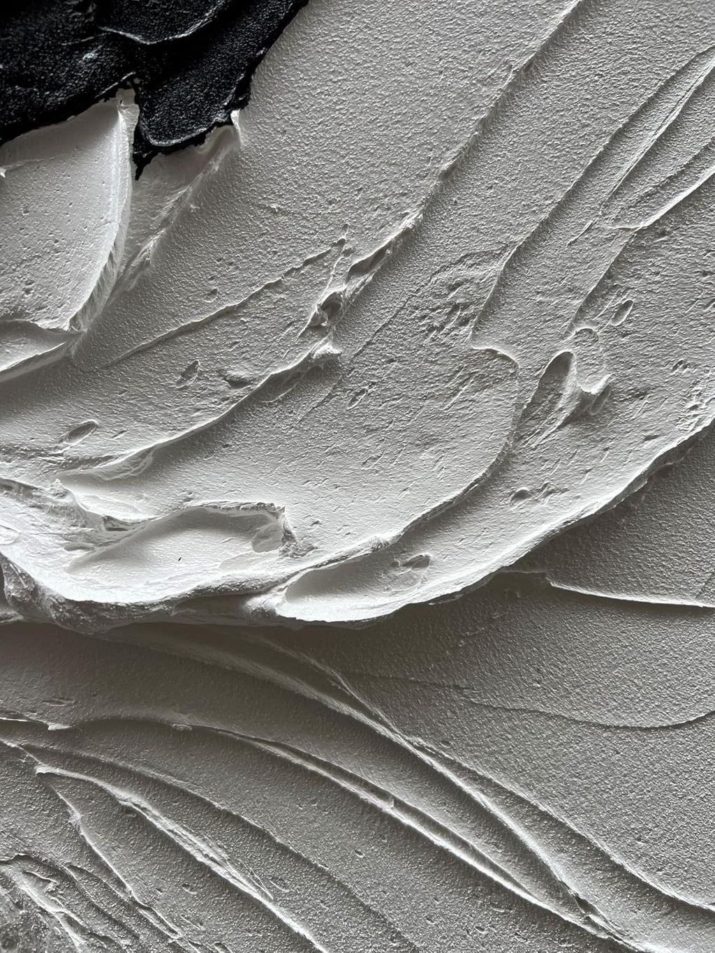 Art Hand-Painted White and Black Texture Abstract Art Oil Painting Modern Minimalist Art Painter Living Office Corridor Wall Art Deco 48x24 inches