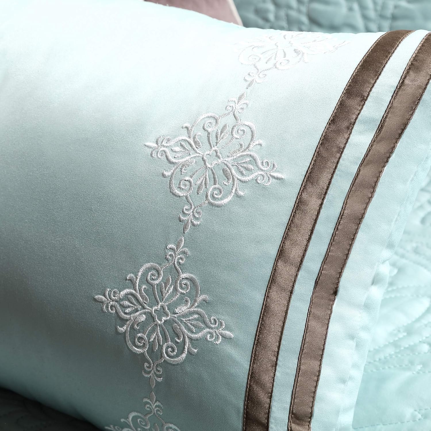 Madison Park Cozy Comforter Set Casual Modern Design All Season, Matching Bed Skirt, Decorative Pillows, Queen(92'x96'), Blue, 9 Piece (MP10-458)