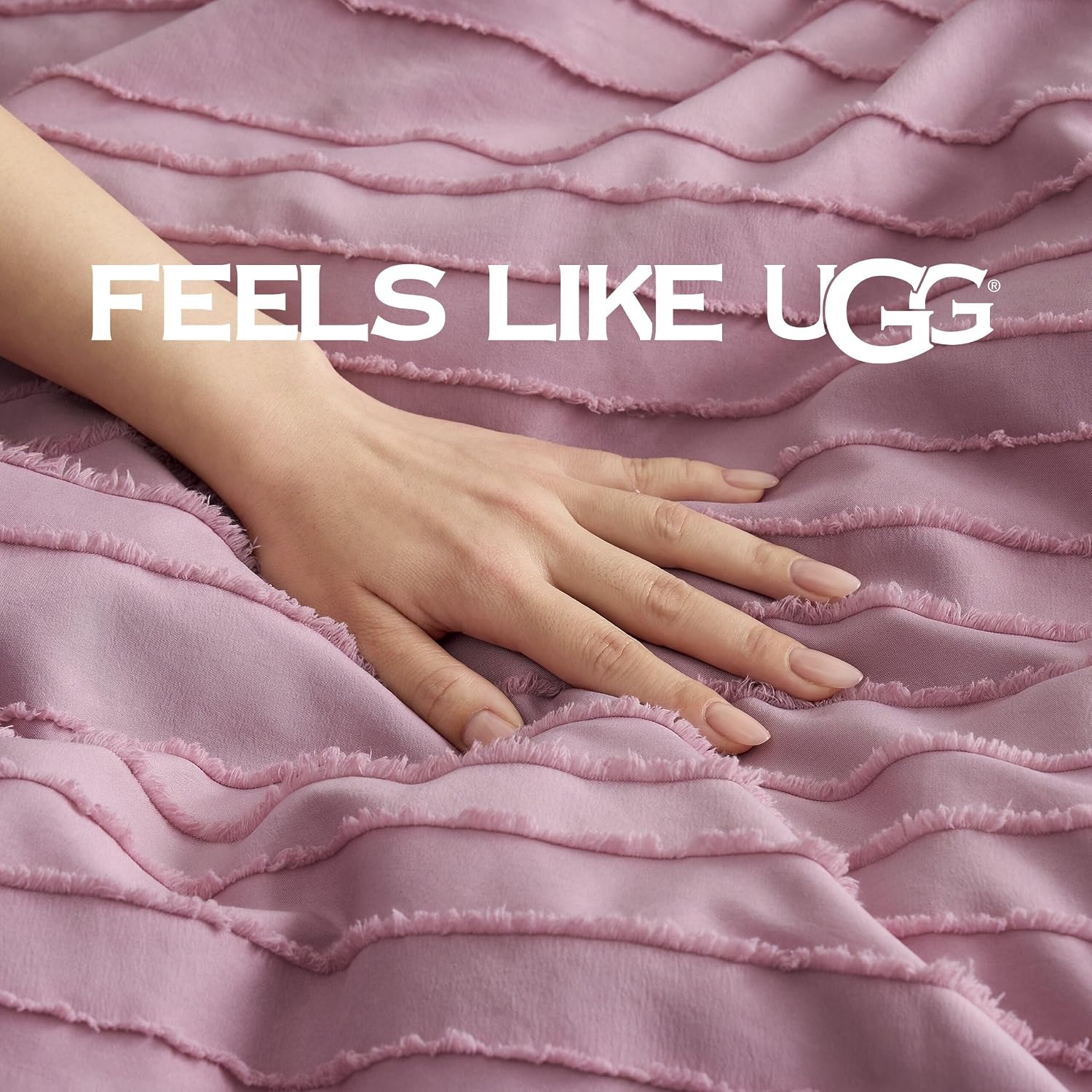 UGG Textured King Comforter Set - 3 Piece Striped Reversible Queen Bedding Set with Pillow Shams, Stylish Soft & Luxurious Pink Bed Set for Home & Bedroom (King)
