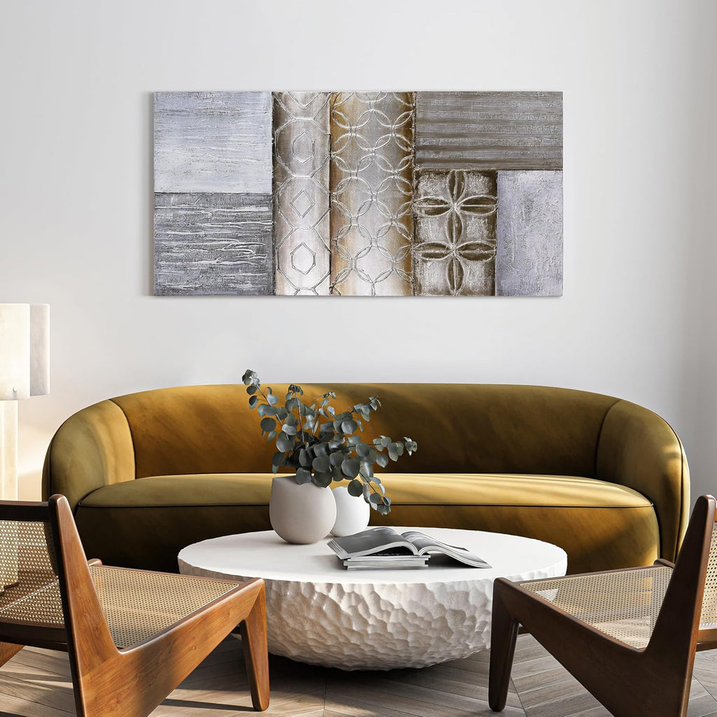 Empire Art Direct 'Stacked 1' Original Textured Metallic Oil Painting by Martin Edwards, 60' x 30'