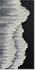 NANKAI Art Hand-Painted 3D Ocean Wave Oil Painting Natural Landscape Black and White Abstract Canvas Art Mural Family Wall Art Deco 48x24 inches
