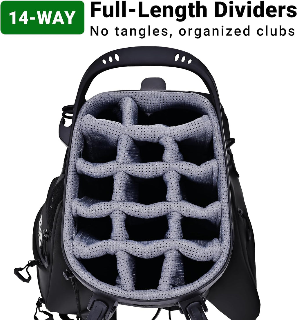 ASK ECHO Golf ST-14 Hybrid Stand Bag with 14 Way Full Length Dividers & Quick Putter Clip