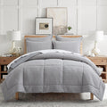 Levtex Home Mills Waffle Full/Queen Comforter Set (90x94in) with 2 Pillow Shams (26x20in) - Grey Pewter - 100% Cotton Full/Queen Size Comforter Set - Soft, Pre-Washed