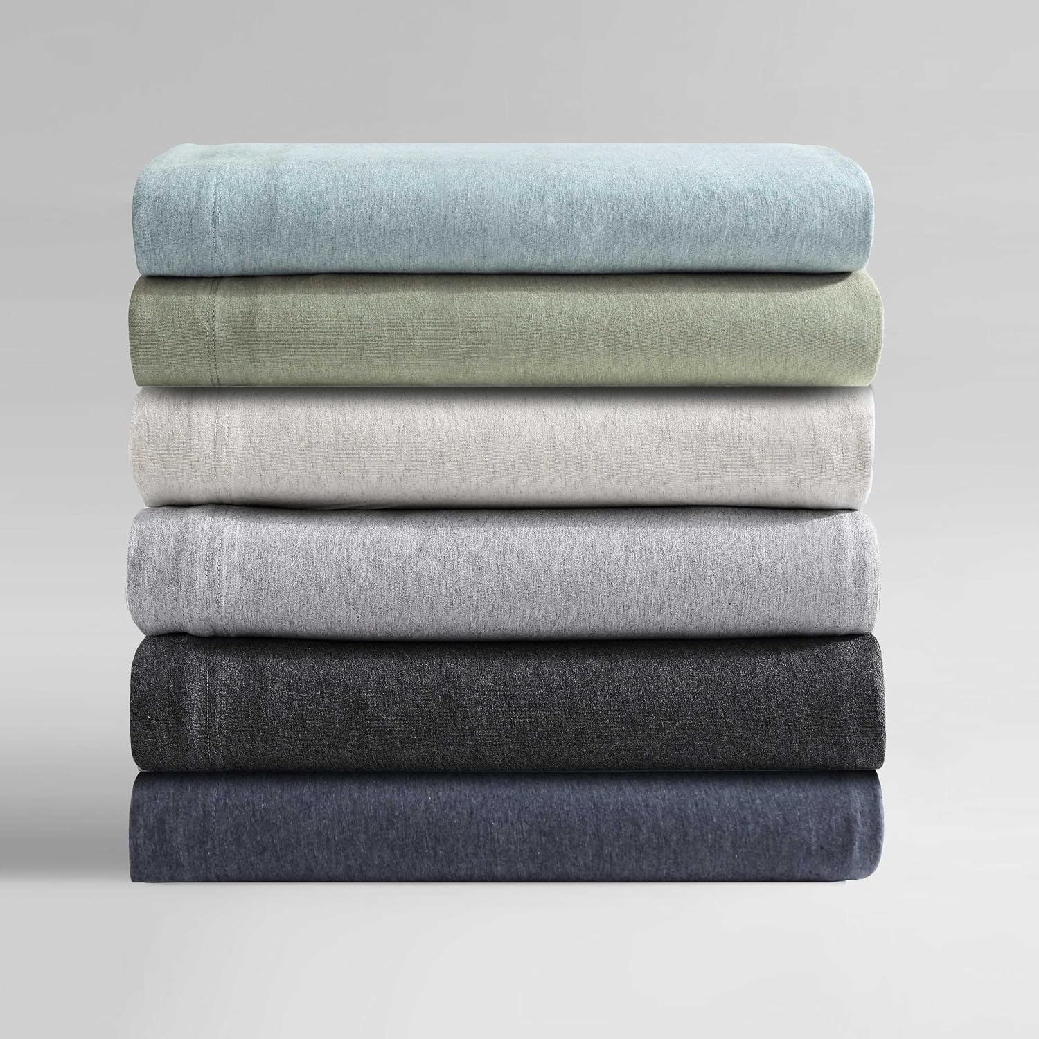 Calvin Klein - King Size Sheets Set, Naturally Soft Cotton-Blend Melange Jersey Bedding - Bed Sheets with Matching Pillowcases & Fitted Sheet (Modern Cotton Green)