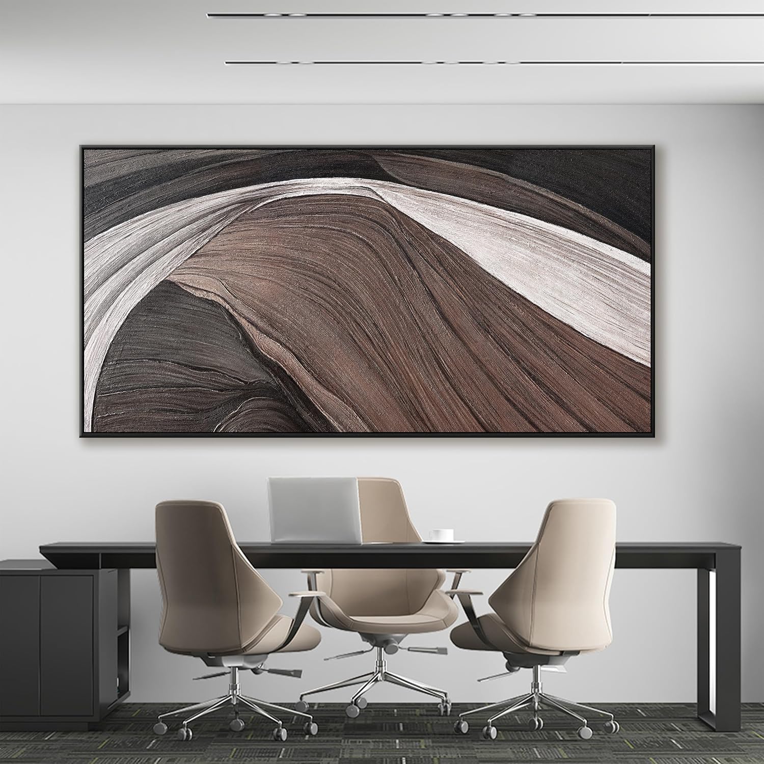 Framed Large Abstract Wall Art For Living Room Prints Canvas Art Wall Decor Picture Painting Brown Black And White Abstract Wall Decor Artwork Picture For Bedroom Modern Home Artwork 29x58 In