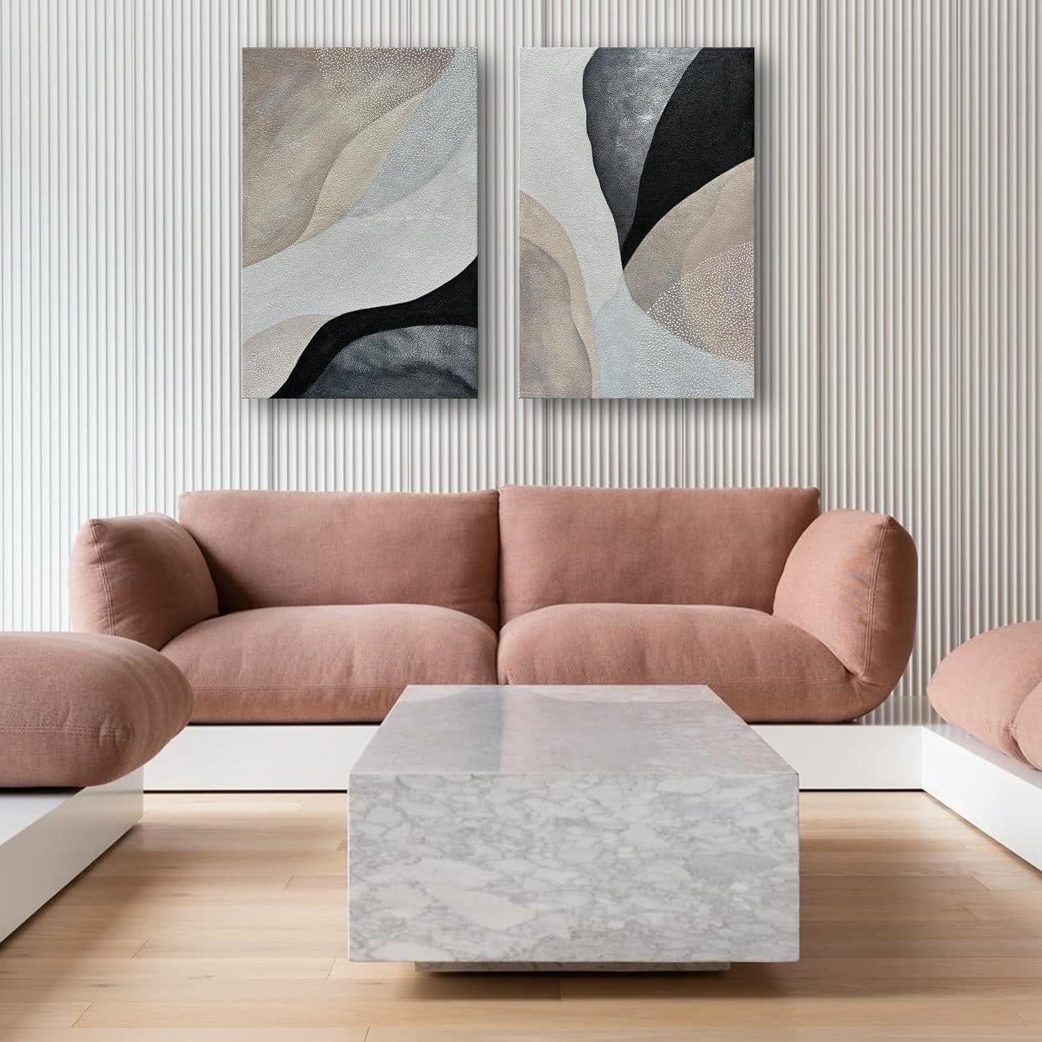 Art Hand-Painted Modern Abstract Oil Painting Textured Canvas Mural Home Wall Art Deco 36x24 inches x2
