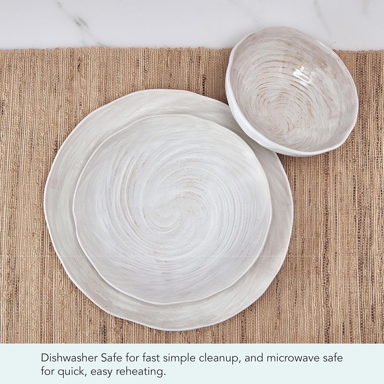 Mikasa Harley 12 Piece Stoneware Hand-Crafted Dinnerware Set, Service for 4, Plate and Bowl, Modern with Organic Freeform Shape, White