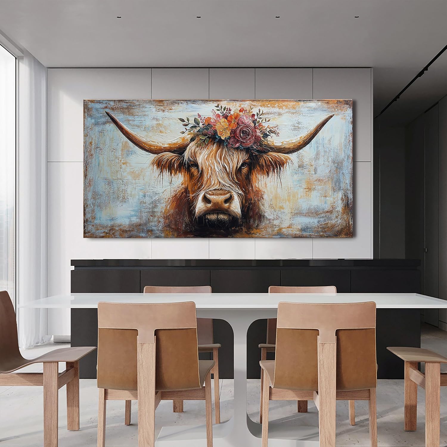 Canvas Wall Art Decor Canvas Art Wall Decor Highland Cow Wall Art Prints Wall Art Picutures for Living Room Large Vintage Wall Art Decorations Art Work for Walls Home Bedroom Office Decor 29' X 58'