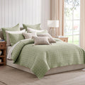 Levtex Home Cloud Waffle Full/Queen Quilt Set (88x92in) and 2 Pillow Shams (26x20in) - Box Quilted Waffle Texture - Desert Sage - Cotton Full/Queen Size Quilt Bedding Set - Lightweight Soft Pre-Washed | Textured