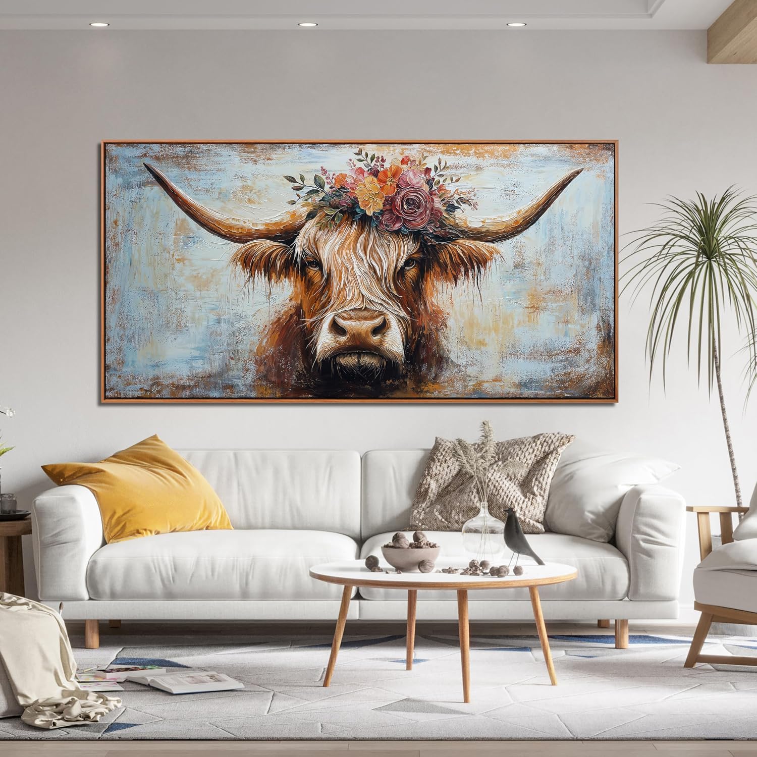 Canvas Wall Art Decor Canvas Art Wall Decor Highland Cow Wall Art Prints Wall Art Picutures for Living Room Large Vintage Wall Art Decor Framed Artwork for Walls Home Bedroom Office Decorations 29' X 59'