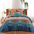 Levtex Home - Mackenzie Bedspread Set - Twin Bedspread and One Standard Sham - Bohemian - Teal, Orange, Yellow, Green, Blue - Bedspread (80x106in.) and Sham (20x26in.) - Cotton