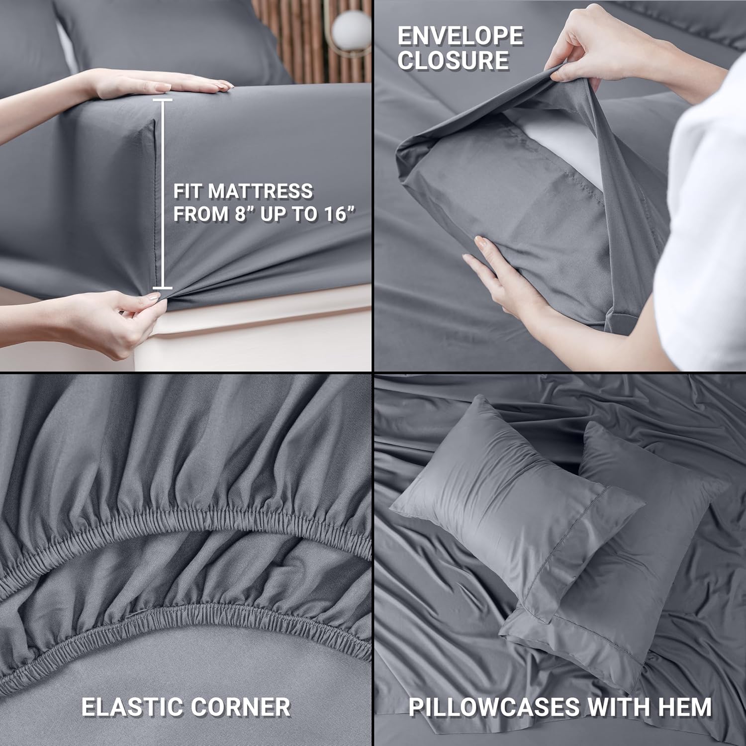 Utopia Bedding Queen Size Sheet Set - Bulk Pack of 10 Bed Sheets Set - Soft Brushed Microfiber - Deep Pockets - Shrinkage & Fade Resistant - Easy Care (Grey)