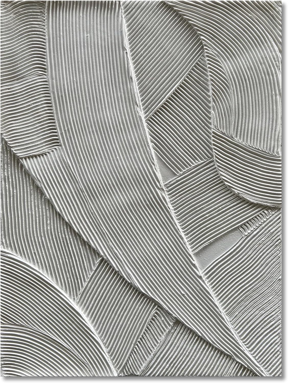 Art Hand Painted White Thick Texture Abstract Art Oil Painting Modern Canvas Wall Decoration 40x28 inches