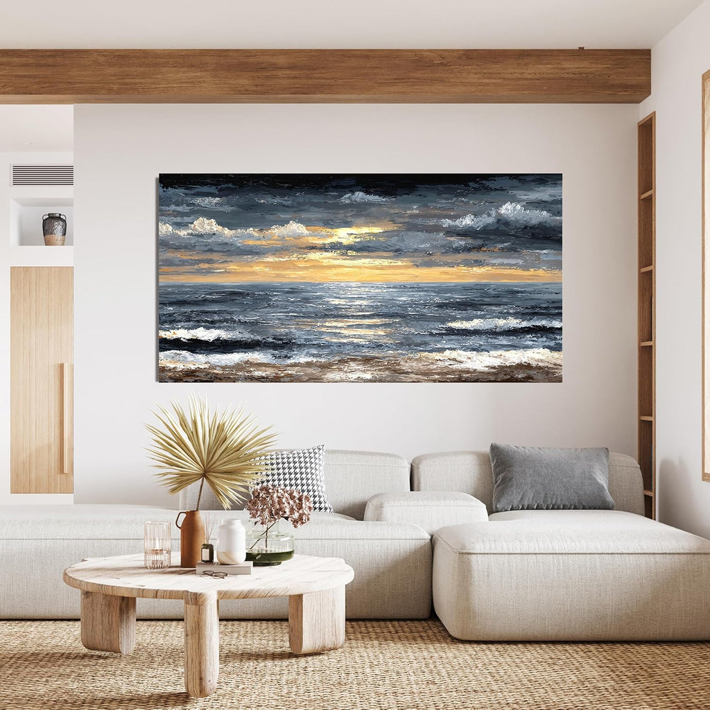 Canvas Oversized Wall Art Decor Modern Wall Art Pictures for Living Room Abstract Coastal Wall Art Prints Large Landscape Wall Art Decorations Abstract Canvas Art Wall Decor Home Office Decor 29'X58'